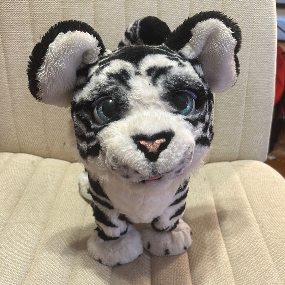 Charming Black and White and animated Tiger Toy